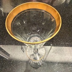 Tiffin Franciscan Minton Replacement Gilted Optic Ribbon Crystal Goblet 24k Gold