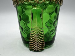 EAPG Vermont Glass Co. Honeycomb w/Flowers-Emerald Green Tumbler w/Gold Accents