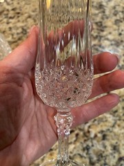 Vintage Cut Crystal Champagne Glasses Set Of 2 With Gold Rim