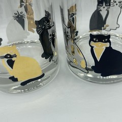 Vtg MCM Culver Cats Double Old Fashioned Glasses Set of 4 22k Gold trim Flaws