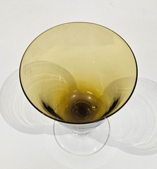 Vintage Pier 1 Blue and Amber Flute Wine Goblet with Clear Ball Stem Set of 5