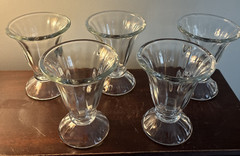 Set Of 5 Libbey 8 Oz Footed Sundae Glasses 5.75″H Vintage.