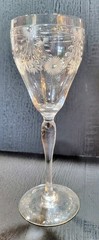 Vintage Etched Floral Scroll Stemware 7″ Tall Wine Glass