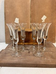 Set 6 Vintage MCM Blown Glass Aperitif Cordial Liquor 1 fl oz? Barware Glasses