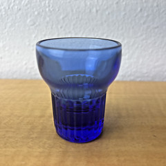 HAZEL ATLAS COBALT BLUE VERTICAL RIB SHOT GLASS SET OF 6