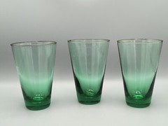 Libbey Green Emerald Glass Drinking Glasses 5.25″ Set Of 3 Highball 10 oz – EUC
