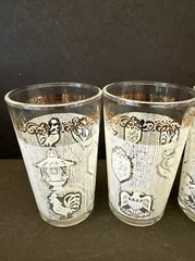 4 Vtg Continental Can Company Americana 4″ Juice Glass Hazel Atlas Rooster MCM