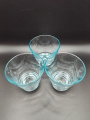 Jeannette Baby Blue On The Rocks ~Thin Waterfall Glass~ Glasses Set Of 3 VTG