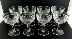 Fostoria American 8 Clear Crystal Champagne Tall Sherbet Glasses 4.75″ USA