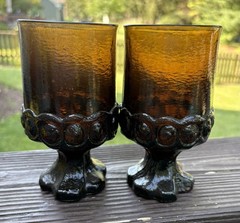 Set Of 2 Tiffin Franciscan Madeira Smoke Brown Water Goblet Glass 5 1/2″