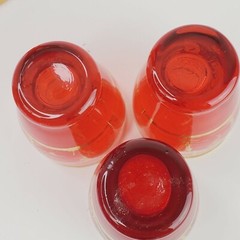 Lot of 5 Red Glass Cordial Tumbler Ruby Red Venetian Landscape Scenes Barware