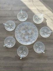 Vintage André Delatte Opalescent Glass Dessert Service for ARVES France Sabino