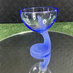Bormioli Rocco Jerba Blue Sapphire Dessert Curved Stem Glassees Set of 3 Italy