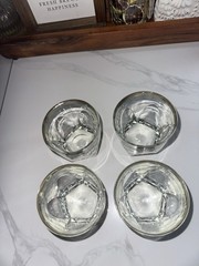 Set Of 4 Hazel-Atlas Gothic Old Fashioned Glasses with Platinum Rim
