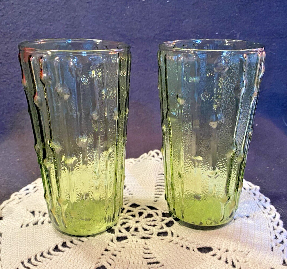 2 Vintage Anchor Hocking Tahiti Tumblers| MCM | Tiki Bar | Faux Bamboo