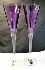 Waterford W Collection Champagne Heather Purple Flute Pair Boxed w/tag 40029529