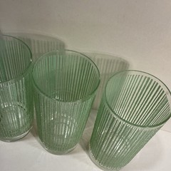 Vintage Set of 3 Georges Briard GREEN Icicle Tumbler Glasses