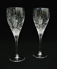 (2) VARGA CRYSTAL – MILANO CUT BUBBLE PATTERN – 9 3/8″ WATER GOBLETS – SIGNED