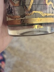 4 Cera 22k Gold Highball Glasses Set MCM WORLD ATLAS maps Vintage Olde World EX.