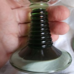 Vintage Schmitt Soehne Roemer Green Stem Beehive Base Riesling Wine~Set of 2