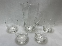 Set of 4 Vintage MCM Etched Rocks Glasses Water Fowl Ducks W/Pitcher 3.5” & 8”