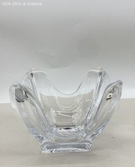 Cristal d’Arques France Square Crystal Bowl Wavy Rim Centerpiece 8 Inch Vintage