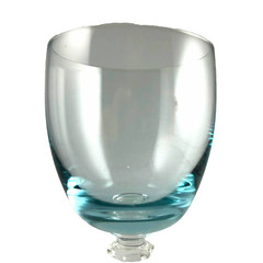 Wine Sherry Glass Crystal Light Blue Multi-Sided Stem 5 7/8
