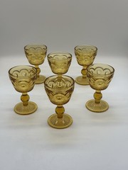 MCM Bartlett Collins Wine Glasses St Genevieve Amber 4 3/4” Set Of 6