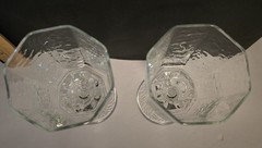 Vintage Textured Facets Clear Octagon Wine Goblets Lot Of 2