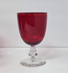 Set Of 7 Bryce Aquarius Ruby Red 5-3/4″ Crystal Water Goblets With Diamond Stem
