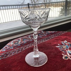 MINT Libbey Rock Sharpe Normandy Etched Sherbert Goblet Wine Glass Antique