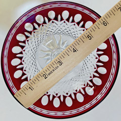 VTG Waterford Crystal Clarendon Ruby Red 6″ Compote Signed Cut to Clear Gift