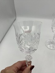 Galway Irish Crystal Oranmore Pattern Water Wine Goblet Glasses Set of 4
