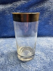 VTG Set of 4 Silver Colored Rim High Ball Tumbler Glasses