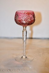 VINTAGE Lot of 3 Bohemian Cut to Clear Crystal Wine Cordial Goblets Glasses