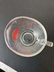 Vintage Anchor Hocking D Closed Handle Oven Basics 1 Cup Glass Measuring Cup 496