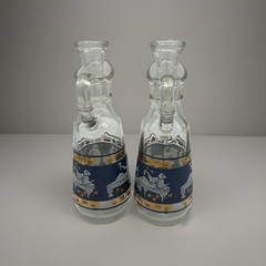 Cera Glass Cruet Set Etruscan Frieze Roman Greek Key MCM Vintage HTF