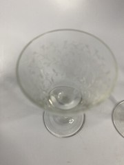 3 Vintage ARCADIA Crystal Glass Brandy / Liquor Stemware ETCHED FLORAL Czech