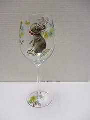 Rare Pier 1 Sofie the Bunny Wine Water Goblet Glass 9.5″ Tall FIVE AVAILABLE