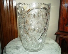 Bohemia Hand Cut Lead Crystal Sawtooth Rim Vase made in Czechoslovakia 10 inch