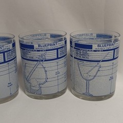 4 Cera Blueprint For A Perfect Cocktail Rocks Glass 10oz. Barware 4 1/8” Vintage