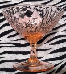 1 Fenton Diamond Optic-Pink Low Footed Sherbet/Champagne Glass 1927-1937