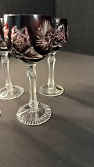 VInatge Set of 4 Ruby Red Cut to Clear Hungarian Wine Goblets