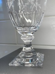 Gorham Crystal «CHANTILLY» Wine Glasses 7.25” Set of 6 Cut Floral Design Square