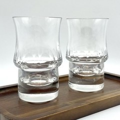 Vintage Pair of MCM Crystal Old Fashioned Whiskey Glasses Heavy Optic Lens Base
