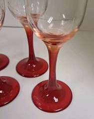 6 Champagne Flutes Glass Red Stem Ombre Epure Made In KSA