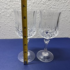Set Of 2 CRISTAL D’ARQUES France Longchamp 24% Lead Crystal Wine Glasses 6.5”’