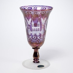 Mirea Crystal Bohemia Purple Handmade Goblet Drinking Glass 7.25″h Iris Apfel