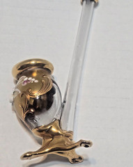 VTG MOSER BOHEMAIN CZECH PORT WINE SIPPER BORO CRYTSAL PIPE SHAPE /GOLD FLOWERS