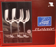Cristal D arques Belair Wine Glass set of 3. TAG 475K